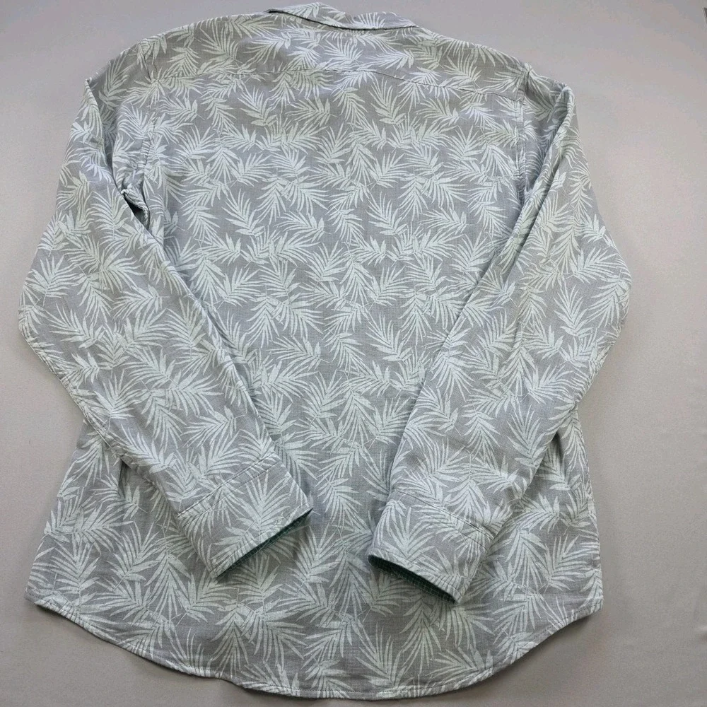 NWT Banana Republic Floral Button Up Shirt Mens M Untucked Fit Gray Cotton